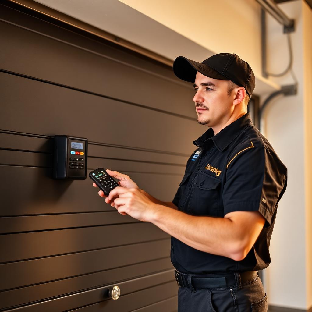Professional garage door technician performing service in Northborough